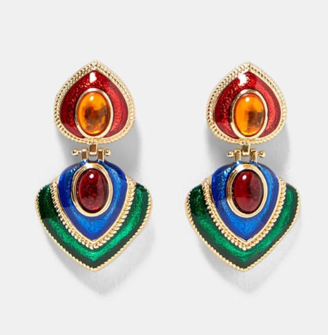 Best lady Vintage Mexico multicolor square earrings for women Metal earrings bright christmas fashion jewelry gift Bohemian hot