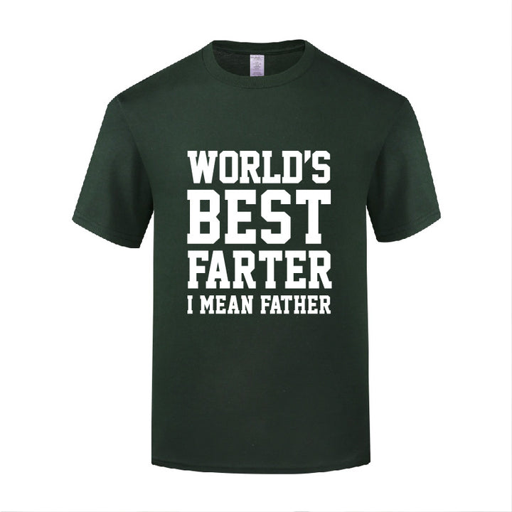 Funny Ironic Father's Day Gift T Shirt Men's Loose World's Best Farter I Mean Father