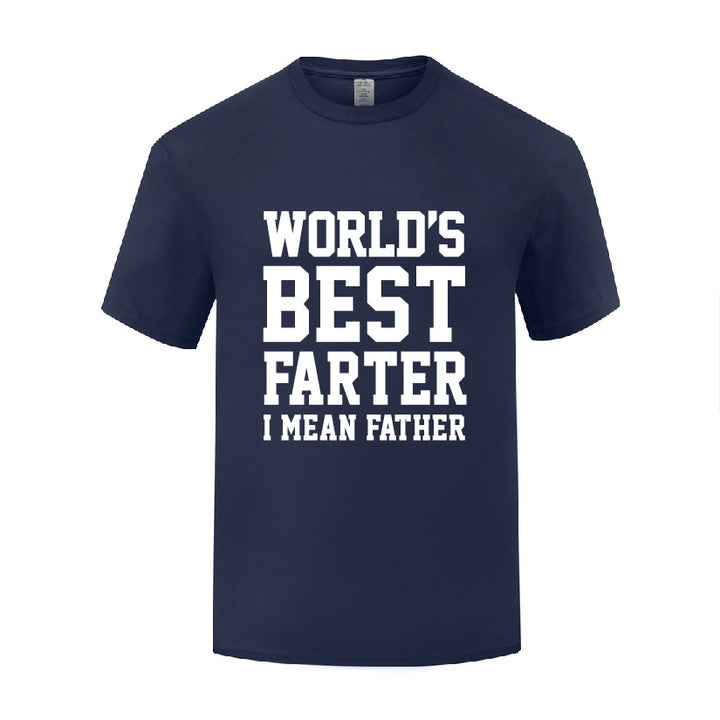 Funny Ironic Father's Day Gift T Shirt Men's Loose World's Best Farter I Mean Father