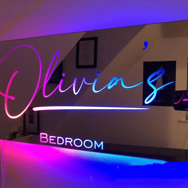 Personalized Name Bedroom Decor Illuminated Mirror