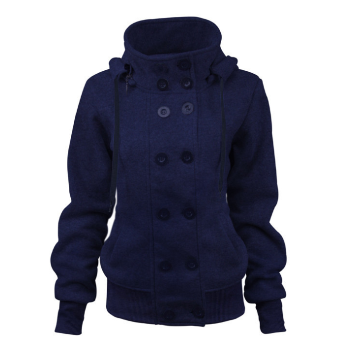 Autumn and winter new AliExpress best selling Double-breasted detachable hooded jacket Thick warm cotton coat women