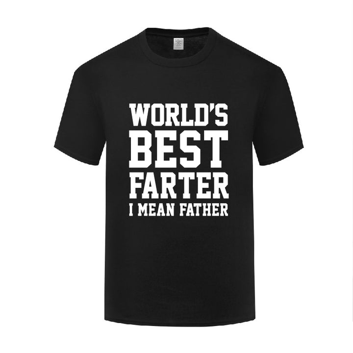 Funny Ironic Father's Day Gift T Shirt Men's Loose World's Best Farter I Mean Father