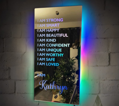 Personalized Name Bedroom Decor Illuminated Mirror