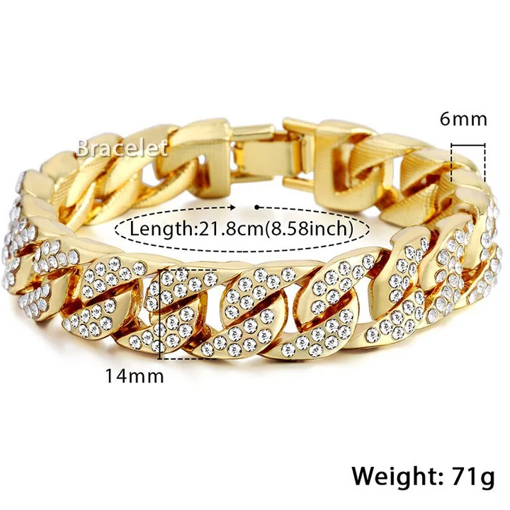 Miami Curb Cuban Chain Bracelet For Men Gold